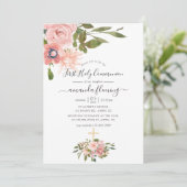 Waterverf blozen & Roos Goudcommunie Kaart (Staand voorkant)