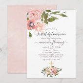 Waterverf blozen & Roos Goudcommunie Kaart (Voorkant / Achterkant)