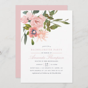 Waterverf blozen Roze Bachelorette Partij Kaart