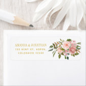 Waterverf blozen Roze en gouden bruiloft Etiket (Insitu)