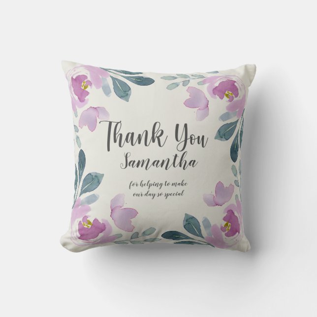 Waterverf blozen Roze Roze Hartelijk dank Kussen (Voorkant)