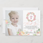 Waterverf Blozen Rozen Communie Dank u Kaart (Voorkant)