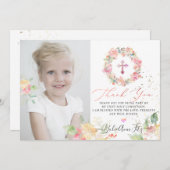 Waterverf Blozen Rozen Communie Dank u Kaart (Voorkant / Achterkant)