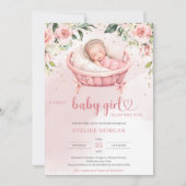 Waterverf blozen rozen eucalyptus slapen baby kaart (Voorkant)