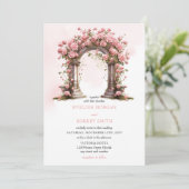 Waterverf blozen rozen rustieke trouwboog kaart (Staand voorkant)