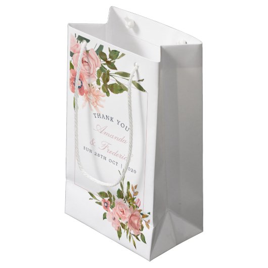 Waterverf blozen Rozen Weddenschap Klein Cadeauzakje (Voorkant Gekanteld)