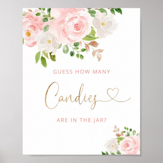 Waterverf blozen voorspellen hoeveel snoepjes poster (Voorkant)