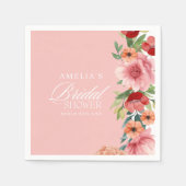 Waterverf blozend roze vrijgezellenfeest servet (Voorkant)