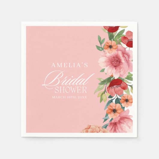 Waterverf blozend roze vrijgezellenfeest servet (Voorkant)