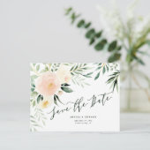 waterverf blozende perzik bloem- en bladermotief B Aankondigingskaart (Staand voorkant)