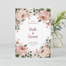 Waterverf Blozende Pioenroom Roos Baby's Breath Kaart