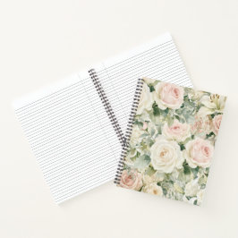 Waterverf Blozende Roze Roos & Lelie Bloemmotief Notitieboek