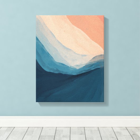 Waterverf Blue Abstract Art Ocean Waves Canvas Afdruk (Insitu (Houten vloer))