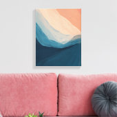 Waterverf Blue Abstract Art Ocean Waves Canvas Afdruk (Insitu (Woonkamer))