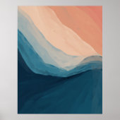 Waterverf Blue Abstract Art Ocean Waves Poster (Voorkant)