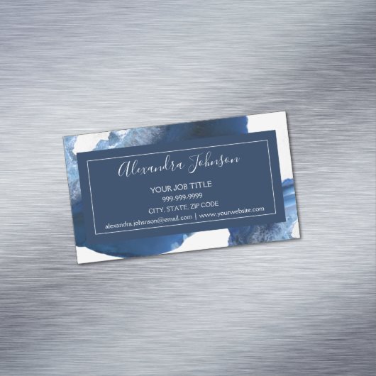 Waterverf Blue Agate Geode Magnetisch Visitekaartje (Voorbeeld)