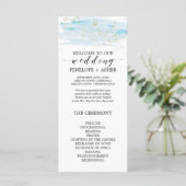 Waterverf Blue and Gold Sparkle Wedding Program Programmakaart (Staand voorkant)