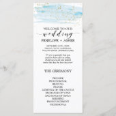 Waterverf Blue and Gold Sparkle Wedding Program Programmakaart (Voorkant)