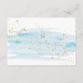 Waterverf Blue and Gold Wedding Details Kaart (Achterkant)