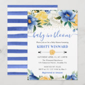 Waterverf Blue and Yellow Flowers Baby shower Kaart (Voorkant / Achterkant)