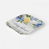 Waterverf Blue and Yellow Flowers Baby shower Papieren Bordje (Gebogen)