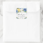 Waterverf Blue and Yellow Flowers Baby shower Vierkante Sticker (Tas)
