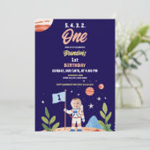 Waterverf Blue Astronaut Flag Foto 1e verjaardag Kaart (Staand voorkant)