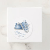 Waterverf Blue Baby Booties Baby shower Bedankjes Labels (In situ)