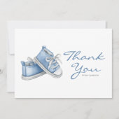 Waterverf Blue Baby Booties Baby shower Bedankkaart (Voorkant)