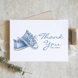 Waterverf Blue Baby Booties Baby shower Bedankkaart