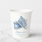 Waterverf Blue Baby Booties Baby shower Papieren Bekers (Voorkant)