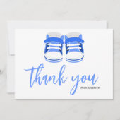 Waterverf Blue Baby Boy Booties Baby shower Bedankkaart (Voorkant)
