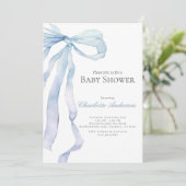 Waterverf Blue Baby Boy Shower Uitnodiging (Staand voorkant)