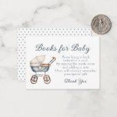 Waterverf Blue Baby Carriage gepersonaliseerd Notitiekaartje (Voorkant / Achterkant in situ)