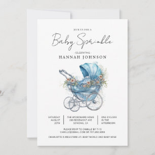 Waterverf Blue Baby Carriage Het is een jongensspr Kaart