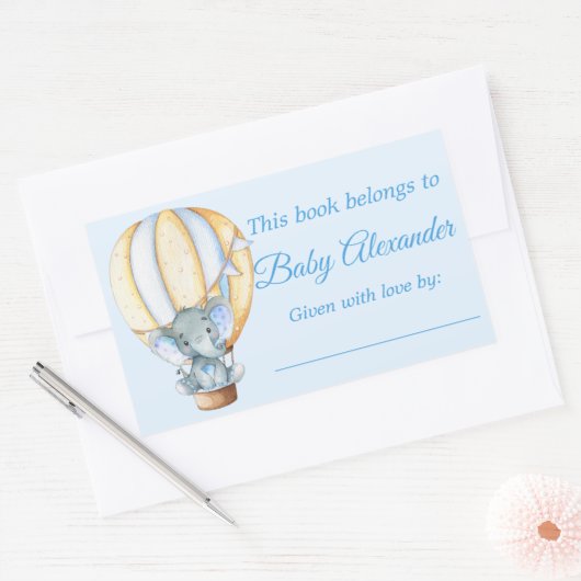 Waterverf Blue Baby Elephant Bookplate Labels (Envelop)