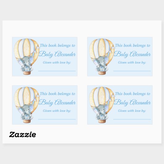 Waterverf Blue Baby Elephant Bookplate Labels (Vel)