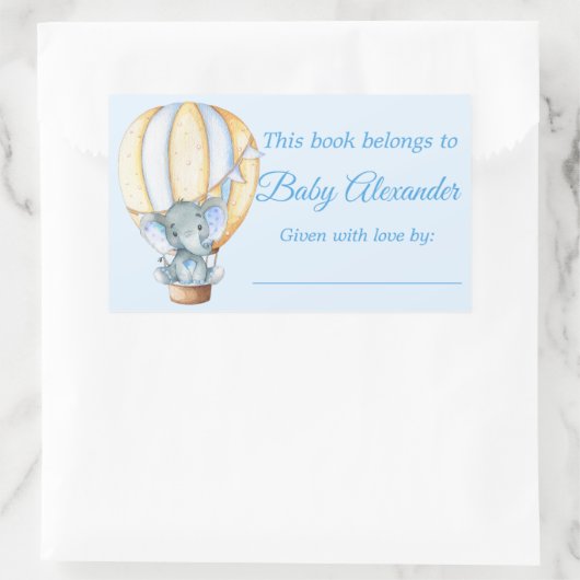 Waterverf Blue Baby Elephant Bookplate Labels (Tas)