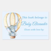 Waterverf Blue Baby Elephant Bookplate Labels (Voorkant)