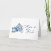 Waterverf Blue Baby Shoes Baby shower Bedankkaart (Voorkant)