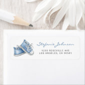 Waterverf Blue Baby Shoes Baby shower Etiket (Insitu)
