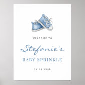 Waterverf Blue Baby Shoes Baby Sprinkle Welkom Poster (Voorkant)