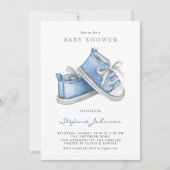 Waterverf Blue Baby Shoes Het is een Baby shower v Kaart (Voorkant)