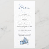 Waterverf Blue Baby Shoes Het is een Baby shower v Menu (Voorkant)
