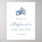 Waterverf Blue Baby Shoes Het is een jongen Baby B Poster (Voorkant)
