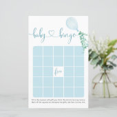 Waterverf Blue Balloon Baby shower Bingo Game (Staand voorkant)