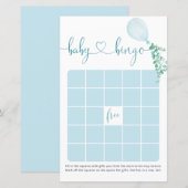 Waterverf Blue Balloon Baby shower Bingo Game (Voorkant / Achterkant)