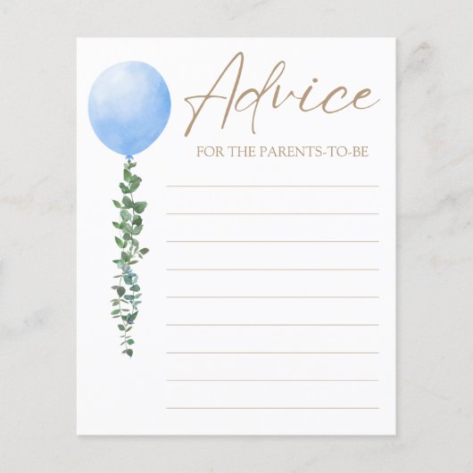 Waterverf Blue Balloon Boy Baby shower (Voorkant)