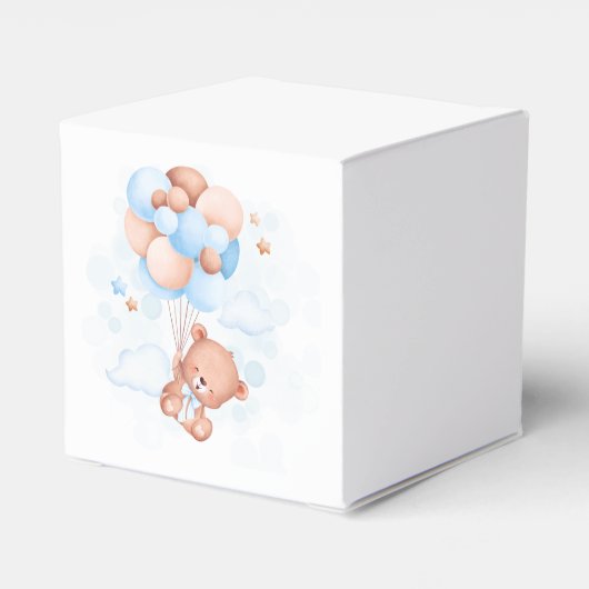Waterverf Blue Balloon Teddy Bear Baby shower Bedankdoosjes (Achterkant)
