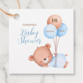 Waterverf Blue Balloon Teddy Bear Baby shower Bedankjes Labels (Voorkant)